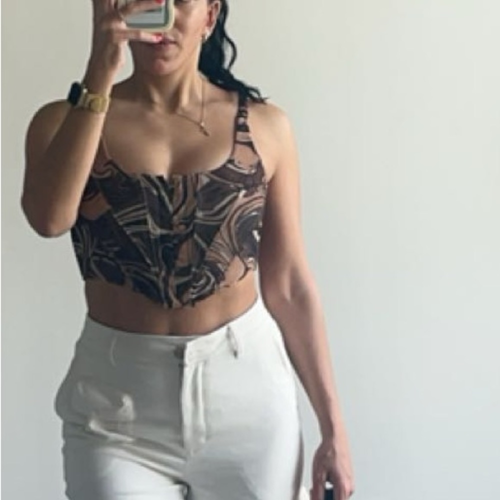 White Fox Boutique corset crop top - brown swirl